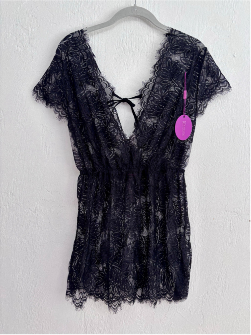 Women's Avidlove Black Lace Chemise Sleepwear Size M New